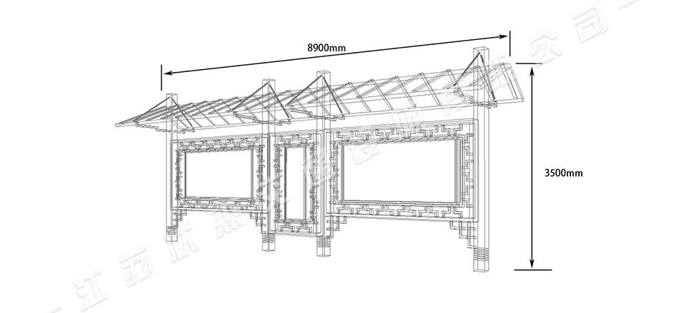 仿古候車亭尺寸圖