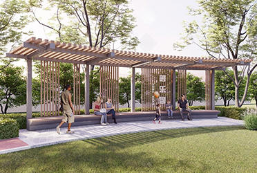 公園景區(qū)仿木單臂景觀廊架效果圖