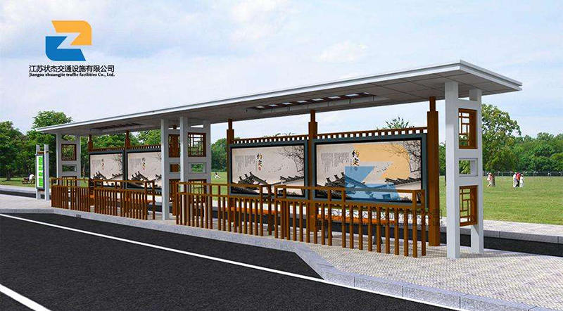 中式古典公交車站臺(tái)效果圖
